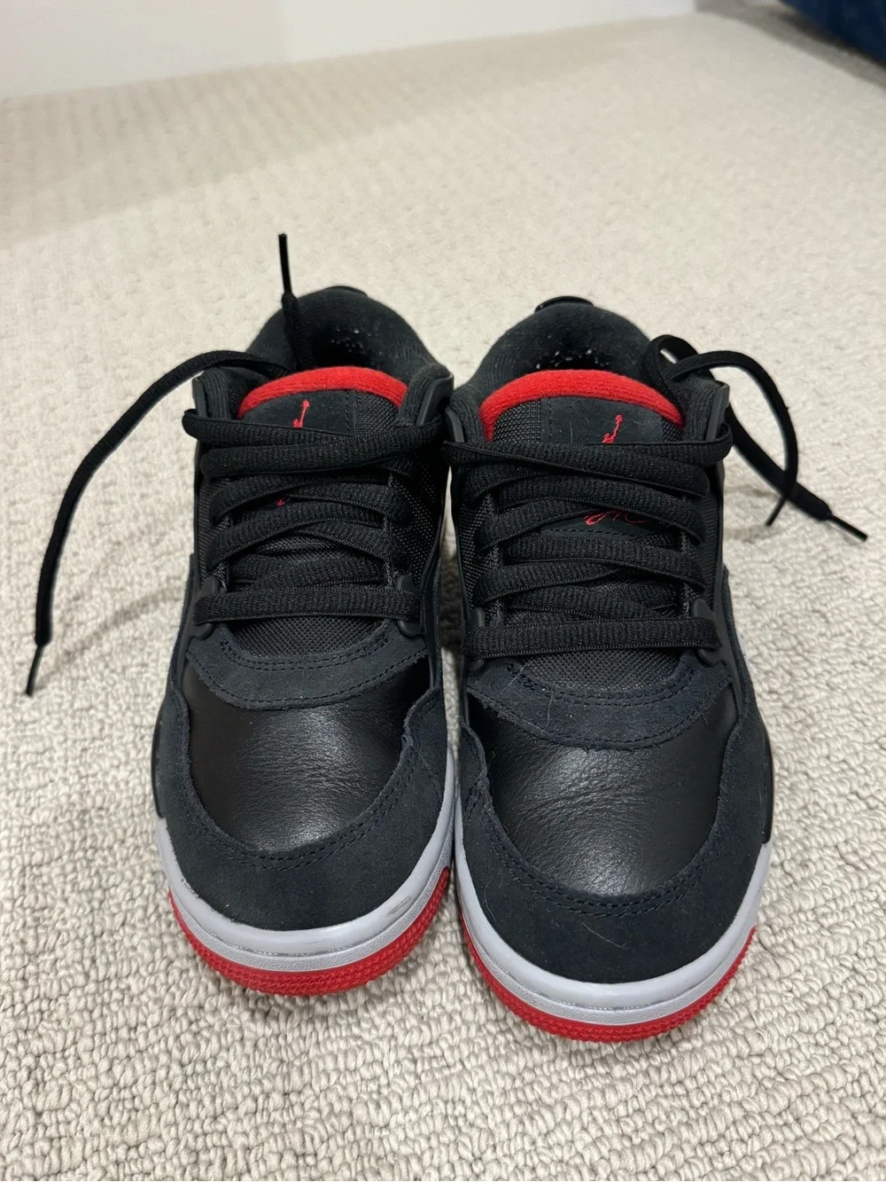 Jordan Kids Black and Red Low-Top Sneakers